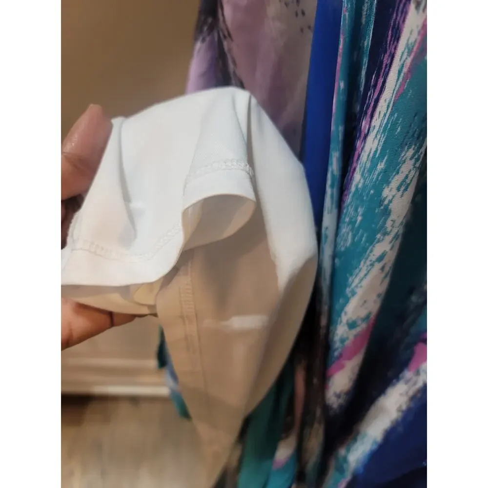 Catherines Sundress Women's 3X Multi Abstract Sweatheart Neck Shark Bite Hem - Picture 9 of 11